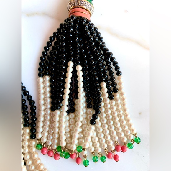 VALENTINO ❌SOLD❌HAUTE COUTURE 6 in TASSEL EARRINGS VINTAGE 1980s SPECTACULAR XXL - Picture 7 of 11